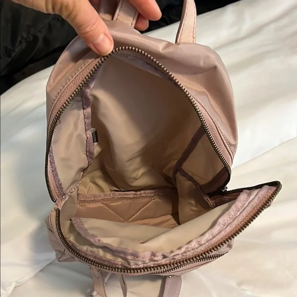 Frye mini nylon/ leather trim backpack. Light mauve in color. - Picture 3 of 5